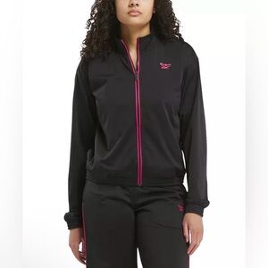 Reebok Women's Identity Tricot Track Jacket NEW Black/Hot Pink